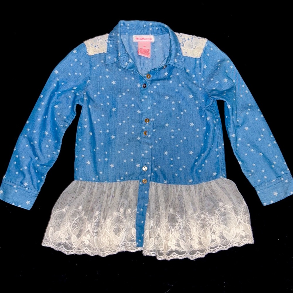 3T EUC Design Theory star print button up blouse